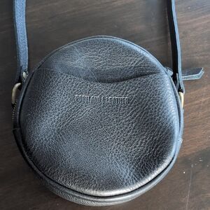 Portland Leather Small Black Round Circle Crossbody Bag